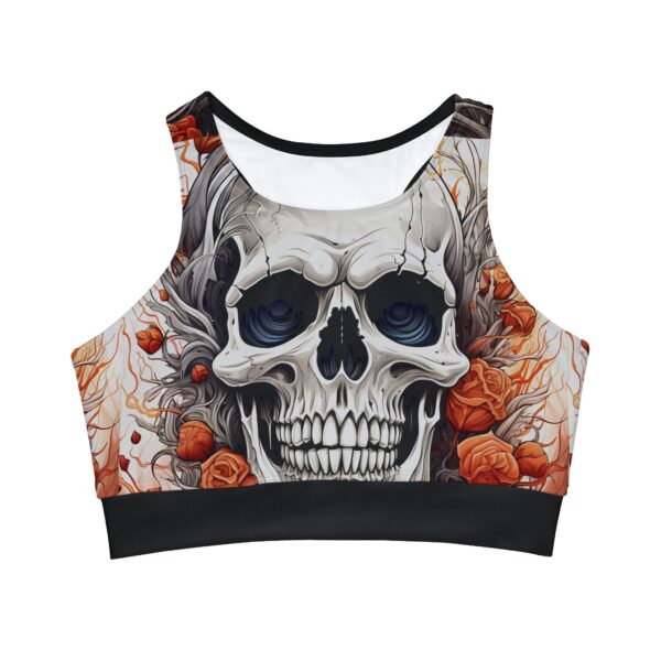 Orange Skull High Neck Crop Bikini Top