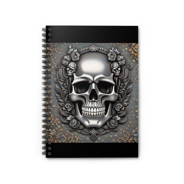 Silver Skull Spiral Notebook - Ruled Line